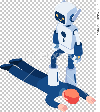 Isometric Ai Robot Step on Businessman 109528993