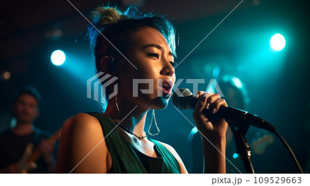 ライブハウスで歌を歌うソロシンガー・ボーカル・歌手・ミュージシャン ライブハウスで歌を歌うソロシンガー・ボーカル・歌手・ミュージシャン 109529663