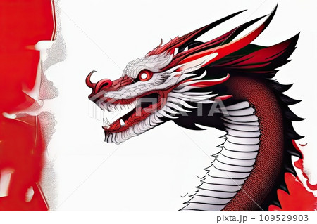 Japanese dragon face in watercolor sytle 109529903