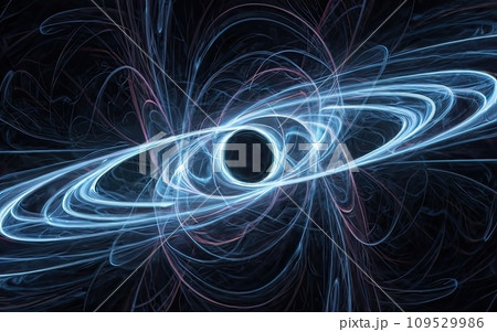 Blue glowing curves with particles of light  109529986