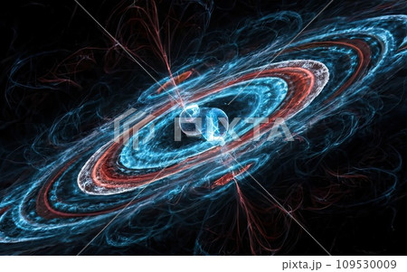 Blue glowing curves with particles of light  109530009