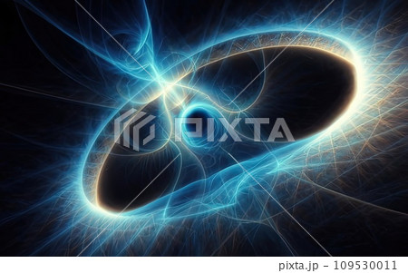 Blue glowing curves with particles of light  109530011