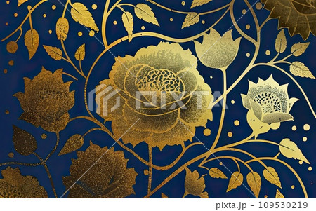 Japanese traditional gold foil floral texture background 109530219
