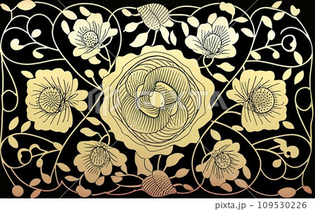 Japanese traditional gold foil floral texture background Japanese traditional gold foil floral texture background 109530226