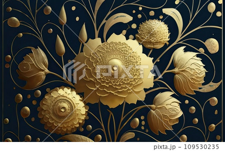 Japanese traditional gold foil floral texture background 109530235