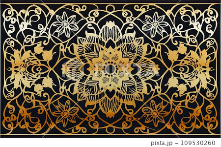 Japanese traditional gold foil floral texture background 109530260