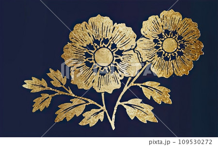 Japanese traditional gold foil floral texture background 109530272