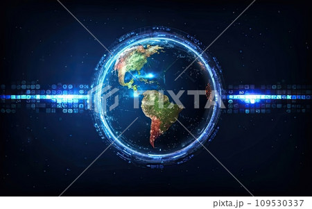 Planet Earth with global communication system and communication satellites  109530337