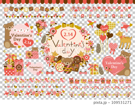 Illustrations of animal and Valentine frames, decorative lines, etc. [with text] 109531271