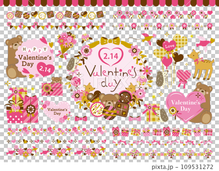 Illustrations of animal and Valentine frames, decorative lines, etc. [with text] 109531272