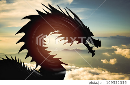 辰年　シルエット　写真とCG合成 109532356