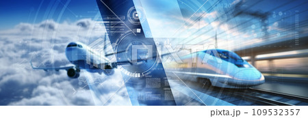 空路　鉄道　写真とCG合成 109532357