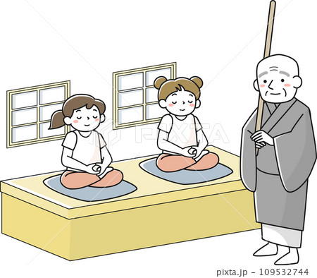 坐禅体験をする女の子たち 坐禅体験をする女の子たち 109532744