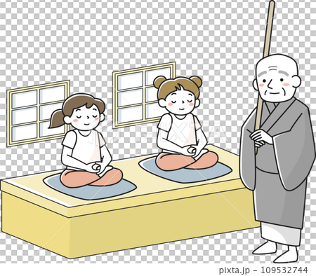 坐禅体験をする女の子たち 坐禅体験をする女の子たち 109532744