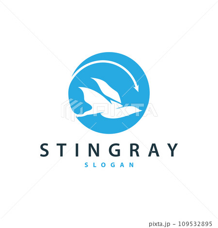 Stingray fish logo ocean animal design simple black manta silhouette illustration 109532895