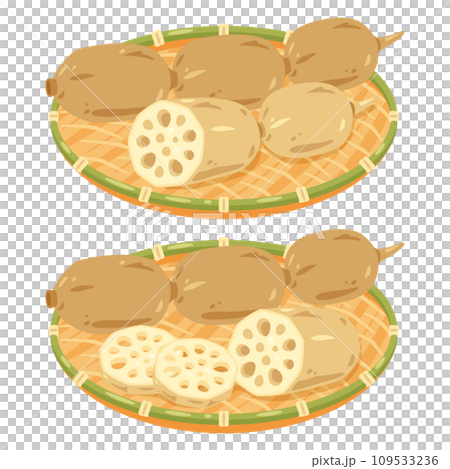 Lotus root set in a colander Lotus root set in a colander 109533236