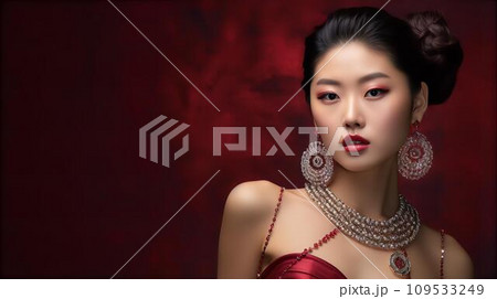 ジュエリー・宝石・アクセサリーをつける女性・女優・モデル・タレント 109533249