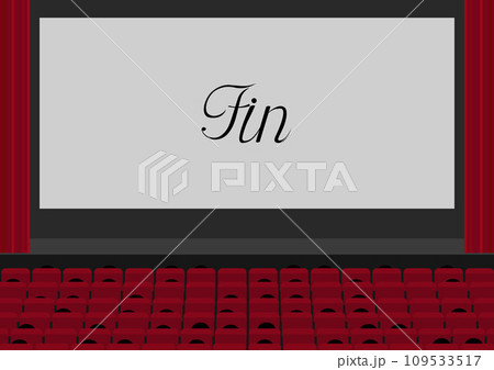映画のエンドクレジットが表示された映画館のスクリーン 映画のエンドクレジットが表示された映画館のスクリーン 109533517