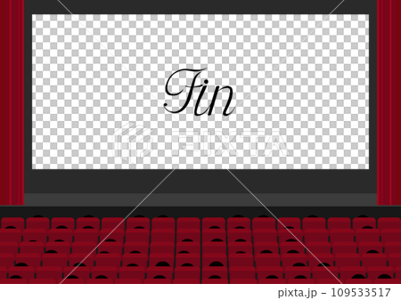 映画のエンドクレジットが表示された映画館のスクリーン 映画のエンドクレジットが表示された映画館のスクリーン 109533517