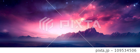 gradient backdrop reminiscent of a cosmic twilight, where the dark expanse of space gradually blends into the radiant colors of distant stars. 109534506