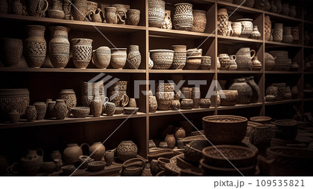 縄文時代の土器のイメージ（AI生成画像） 109535821