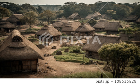 縄文時代の集落・竪穴住居・竪穴住居跡（AI生成画像） 109535829