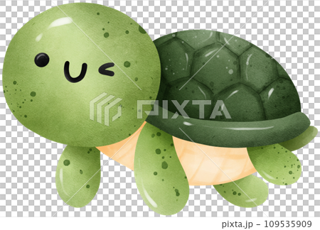 Cute turtle under the sea watercolor illustration 109535909