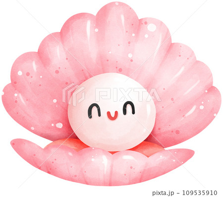 Cute pearl under the sea watercolor illustration Cute pearl under the sea watercolor illustration 109535910