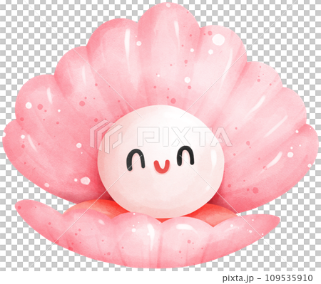 Cute pearl under the sea watercolor illustration Cute pearl under the sea watercolor illustration 109535910