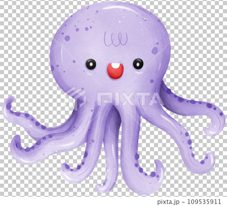 Cute octopus under the sea watercolor illustration Cute octopus under the sea watercolor illustration 109535911