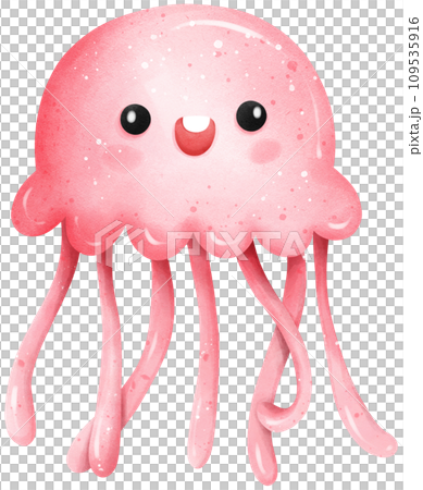 Cute jellyfish under the sea watercolor illustration 109535916