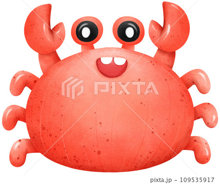 Cute crab under the sea watercolor illustration 109535917