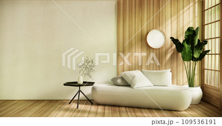 Wooden Arm chair and partition japanese on room tropical interior.3d rendering 109536191