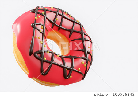 Chocolate glazed donut with sprinkles on a white background 109536245
