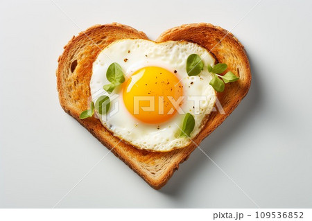 Heart shaped fried egg with toast ,Ai Generate Heart shaped fried egg with toast ,Ai Generate 109536852