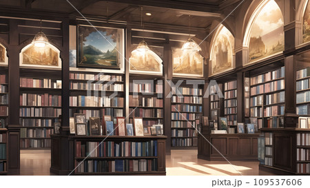 大きな本棚のある図書館 大きな本棚のある図書館 109537606