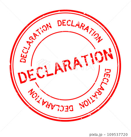 Grunge red declaration word round rubber seal stamp on white background 109537720