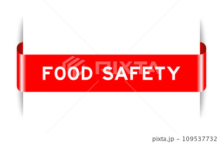 Red color inserted label banner with word food safety on white background 109537732