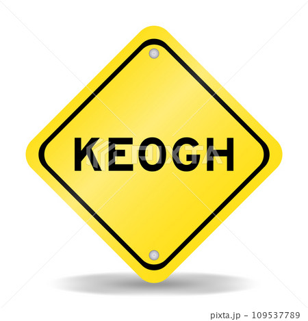 Yellow color transportation sign with word keogh on white background Yellow color transportation sign with word keogh on white background 109537789