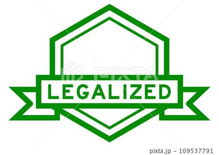 Vintage green color hexagon label banner with word legalilzed on white background Vintage green color hexagon label banner with word legalilzed on white background 109537791