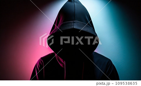 AI生成画像:フードを被った顔が見えない人のイラスト AI生成画像:フードを被った顔が見えない人のイラスト 109538635