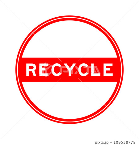 Red color round seal sticker in word recycle on white background 109538778