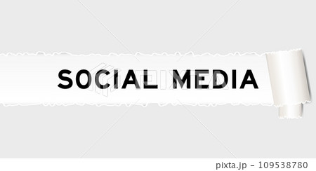 Ripped gray paper background that have word social media under torn part 109538780
