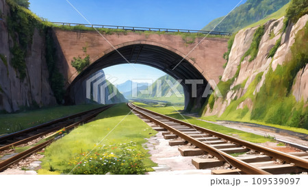 線路と橋のある風景 線路と橋のある風景 109539097