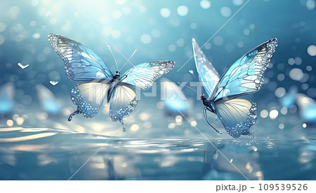 AI生成画像：水面を舞う蝶々のイラスト素材 [109539526] - PIXTA