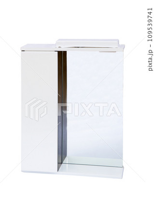 Beautiful white mirror on a white background. White mirror in the kitchen or to the bathroom. Beautiful design in the house. Beautiful white mirror on a white background. White mirror in the kitchen or to the bathroom. Beautiful design in the house. 109539741
