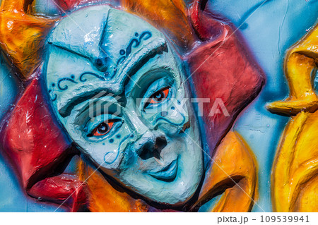 colorful Sicilian carnival mask colorful Sicilian carnival mask 109539941