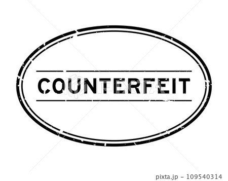 Grunge black counterfeit word oval rubber stamp in white background 109540314