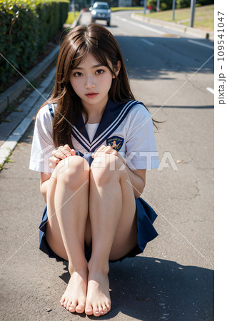 女子高生 裸足 