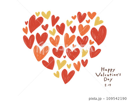 小さなハートでできたハートマークのイラスト 手書きタッチ かわいい素材 小さなハートでできたハートマークのイラスト 手書きタッチ かわいい素材 109542190